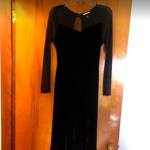 Black Velvet Long Sleeve Jumpsuit Polka Dot